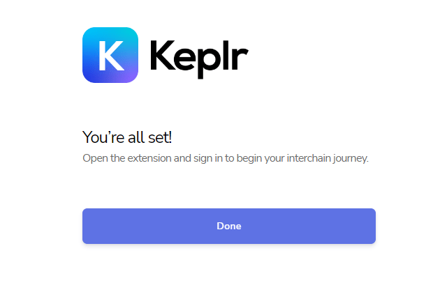 Keplr setup success